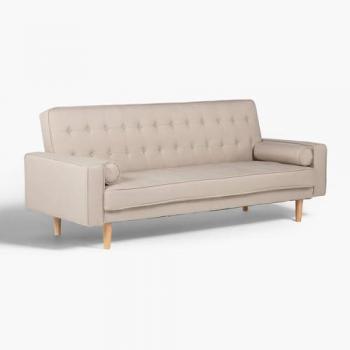 Sofá Cama Vintage Terciopelo Beige, 3 Plazas Convertible en Cama Doble con Sistema Clic Clac