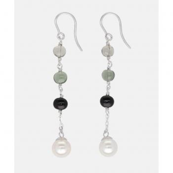 Pendientes largos Algaida en plata negros con gancho