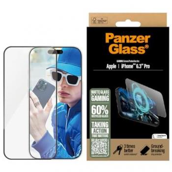 Protector de Pantalla PanzerGlass Gaming Ultra-Wide Fit para iPhone 16 Pro, Cristal Templado, Resistente a Rayones y Golpes, con Aplicador