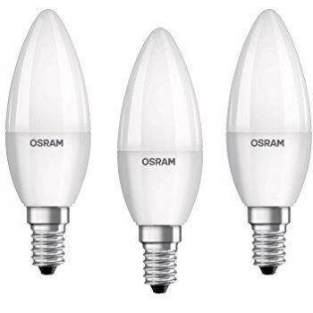 Osram Bombilla LED E14 BASE Classic B 40 | 4,9 W - 40 W equivalente a incandescente, bombilla LED vela/mate, blanco cálido - 2700 K, paquete de 3