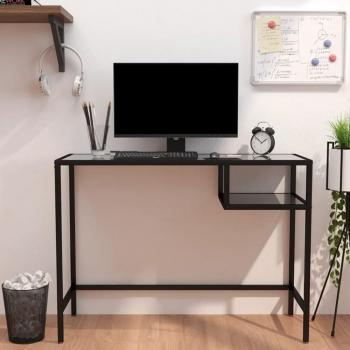 Escritorio para computadora Mármol negro 100x36x74 cm Vidrio templado