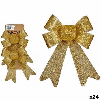 Set Adornos de Navidad Lazo Dorado PVC 16 x 3 x 18 cm (24 Unidades)