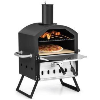 Stainless Steel Outdoor Pizza Oven with Anti-Scalding Handles and Foldable Legs