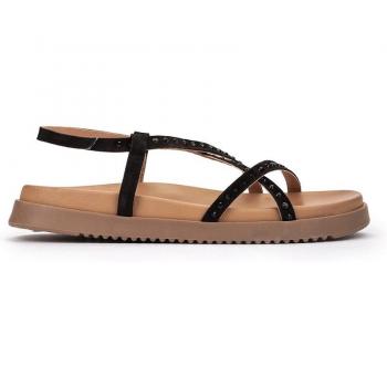 Sandalias planas de serraje modelo FINISTERRE en tonos Negros de Pedro Miralles, hechas a mano en España