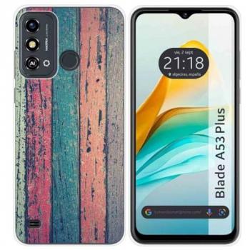 Funda de Silicona para ZTE Blade A53 Plus con Diseño de Madera y Dibujos