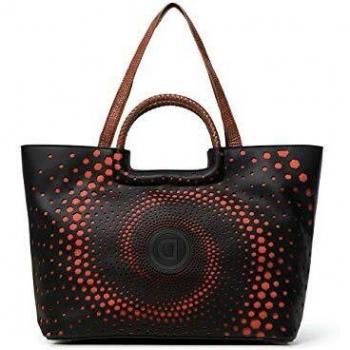 Desigual Bolso de mujer Bols_legacy Holbox con asa, 17 x 30,5 x 37 cm, color Negro, talla 17x30.5x37 cm