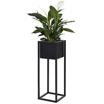 Home&Styling Macetero Sobre Soporte de Metal Plantas y Decoración Negro