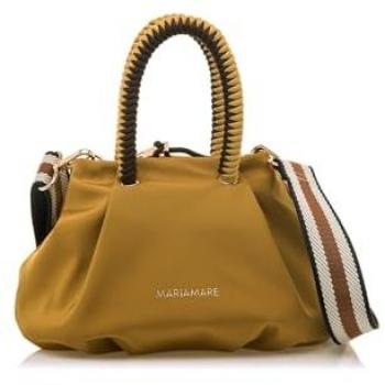 Bolso de mano CALERA mostaza con asas trenzadas y asa bandolera extraíble, cierre cremallera