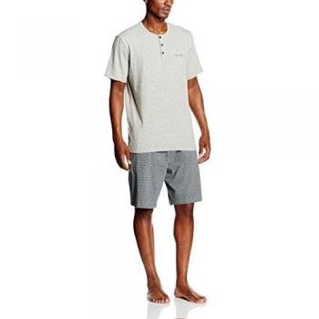 Calvin Klein Short W S/S Crew, Conjunto de pijama corto, Hombre, Gris
