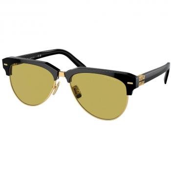 Miu Miu MU09ZS 1AB07O Women's Pilot Sunglasses Black Gold Size 57