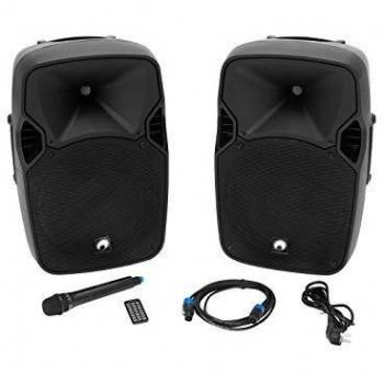 OMNITRONIC XFM-212AP Conjunto activo de bocinas de 2 vías con micrófono inalámbrico