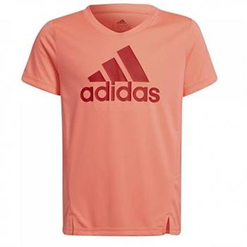 Camiseta de fitness adidas Designed to Move para niñas color rojo ácido