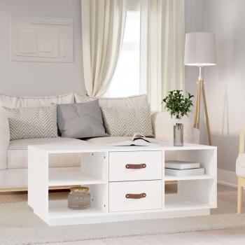 Mesa de salón blanca de madera maciza de pino 100x50x41 cm