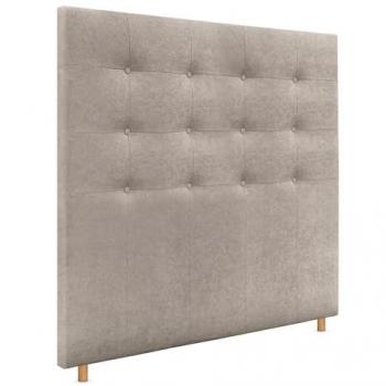 Cabecero Capitoné hasta el Suelo 150x120cm Tapizado en Tela Aqualine y Polipiel Beige para Cama Dormitorio