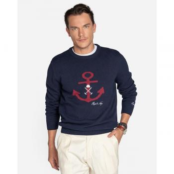 HARPER & NEYER JERSEY ANCLA AZUL MARINO CUELLO REDONDO PARA HOMBRE