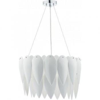 Lámpara colgante Phillipa de vidrio cerámico blanco y cromo pulido, 3 luces, tipo E27