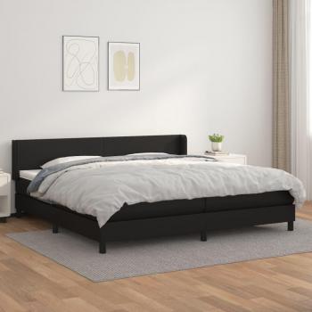 Bastidor de cama box spring con colchón de muelles en cuero sintético negro 200x200 cm