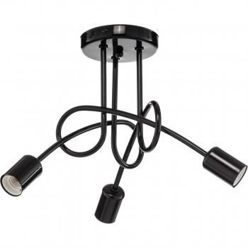 Lamkur Plafón Joiy, cruzado, 3 luces, negro - Lámpara de Techo Semi Empotrado Camilla Multi Arm Negro, 3x E27