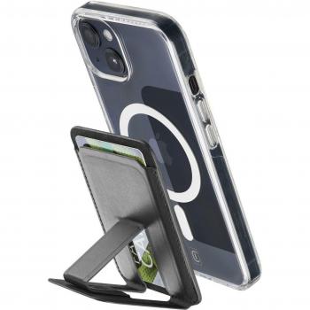 Cellular Line Pocket Stand Mag - Tarjetero magnético compatible con MagSafe en color negro