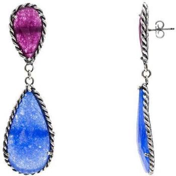 Córdoba Jewels |Pendientes en plata de ley 925 con semipreciosa con diseño Lágrima Frambuesa & Azul