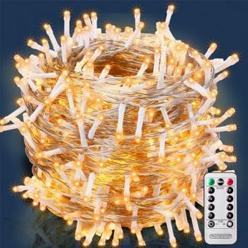 Cadena de Luces Navidad 400 LEDs Blanco Cálido 40m con Mando a Distancia y Temporizador IP44 para Interiores y Exteriores