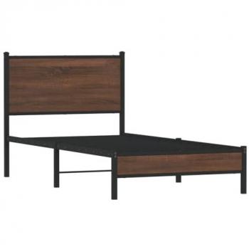Cama solar sin colchón Metal Roble marrón 90x190 cm