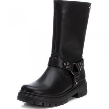 Botas de niña Xti Kid 15098901-NEGRO con cremallera lateral estilo motera, color negro, talla 38 EU, plano, casual, moda infantil