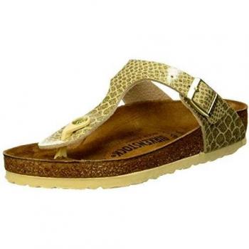 Chanclas Birkenstock Gizeh para mujer en color dorado Magic Snake, talla 35