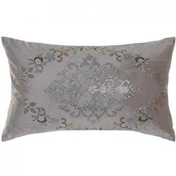 Cojín DKD Home Decor Gris Terciopelo Poliéster Rosa 50 x 30 cm