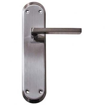 Manilla Handlock Recta Zamak con Placa Ancha Cromo Mate 265mm