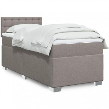 Cama box spring con colchón de muelles en tela gris taupe 80x200 cm Tortorora