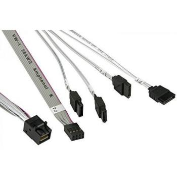 Supermicro MiniSAS / 4 SATA 0.55 m Gris, Blanco - Adaptador para cable