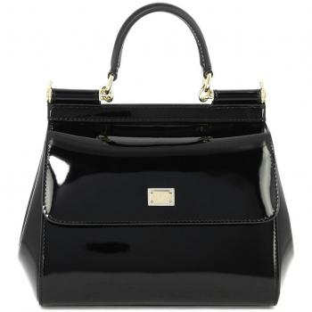 Dolce & Gabbana Women's Small Sicily Handbag - Black Shiny Leather