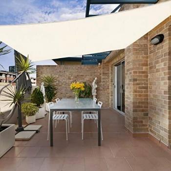HENG FENG Toldo Vela de Sombra HDPE Rectangular 2.5x4m Rayos UV Solar Protección Transpirable para Patio Exteriores Jardín Color Beige