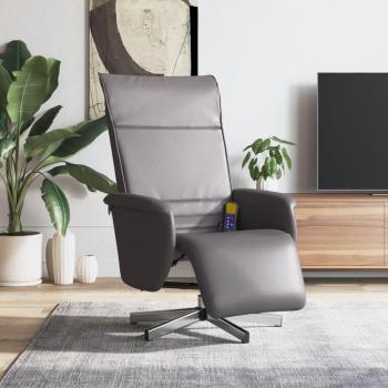 Sillón reclinable de masaje con reposapiés de cuero sintético en color marrón, gris y capuchino - Sillón cómodo para dormitorio, silla relax sofá