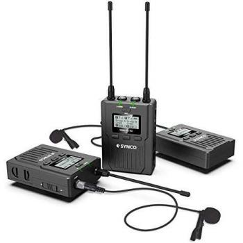 SYNCO WMic T2 Microfono-Solapa-Inalambrico-UHF-Sistema 96 Canales, 120m Rango de Trabajo para Grabación de Video DSLR Cámara y Vídeocamara