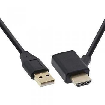 Adaptador HDMI M/F con alimentación USB, 0.5m, 4K@30Hz, negro