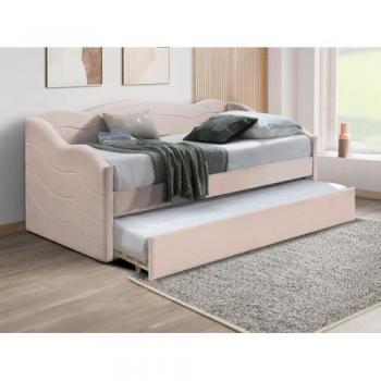 Sofá cama nido 2 plazas 90 x 190 cm - Terciopelo Rosa + Colchón incluido - LENVIA