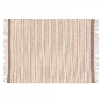 Alfombra rectangular de rayas de lana y yute tejido plano 80 x 200 cm