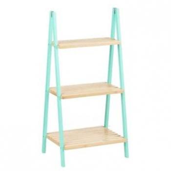 Estantería de Baño Natural Menta de Bambú y Madera de Pino con 3 Estantes - Dimensiones 40,3 x 81,5 x 30 cm