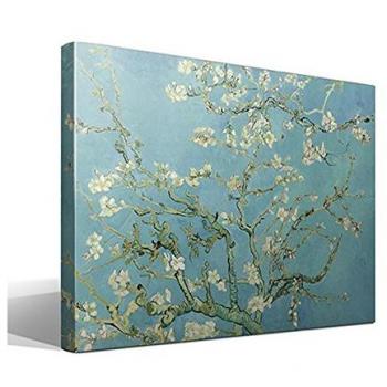 Cuadro wallart - Almendro en Flor de Vincent Willem van Gogh - Impresión sobre Lienzo de Algodón 100% - Bastidor de Madera 3x3cm - Ancho: 75cm - Alto: 55cm