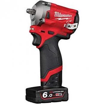 Llave de Impacto Inalámbrica Milwaukee M12 FIW38 Fuel 12V Sin Carbón 3/8 con Baterías de 2Ah y 6Ah, Cargador y Estuche
