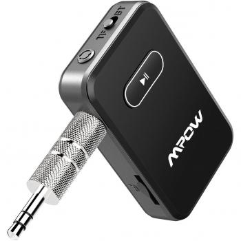 Mpow Bluetooth Receptor, Bluetooth 4.0 Adaptador de Coche, con Micrófono, Soporte Siri y Asistente Virtual, Soporte de Tarjeta de 32G TF,para Altavoz, Auriculares,Sistema Estéreo,etc