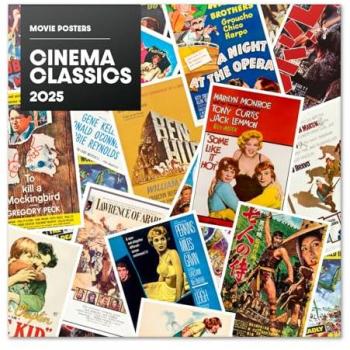 Calendario 2025 Pared 30x30 cm Clásicos del Cine con espacio para anotar e ilustraciones multicolor