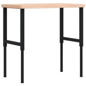 Banco de trabajo rectangular de madera maciza 100x60x(73-99,5) cm