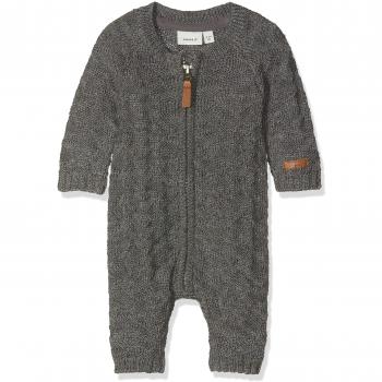 NAME IT Nbmwrilla Wool LS Knit Suit Noos, Mono para Bebés, Gris Dark Grey Melange, 62