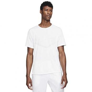 Nike Dri-Fit Rise 365 Camiseta De Manga Corta Hombres - Blanco, Plateado, Dri-FIT, manga corta, para running, color blanco y plateado