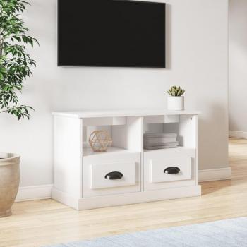 Mueble de TV madera contrachapada blanco brillo 80x35x50 cm vidaXL