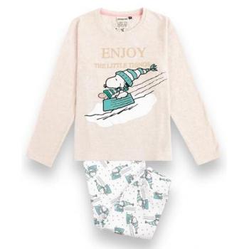 Pijama Largo de Punto Beige Peanuts para Niña Let It Snow