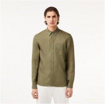 Camisa de lino verde Lacoste para hombre